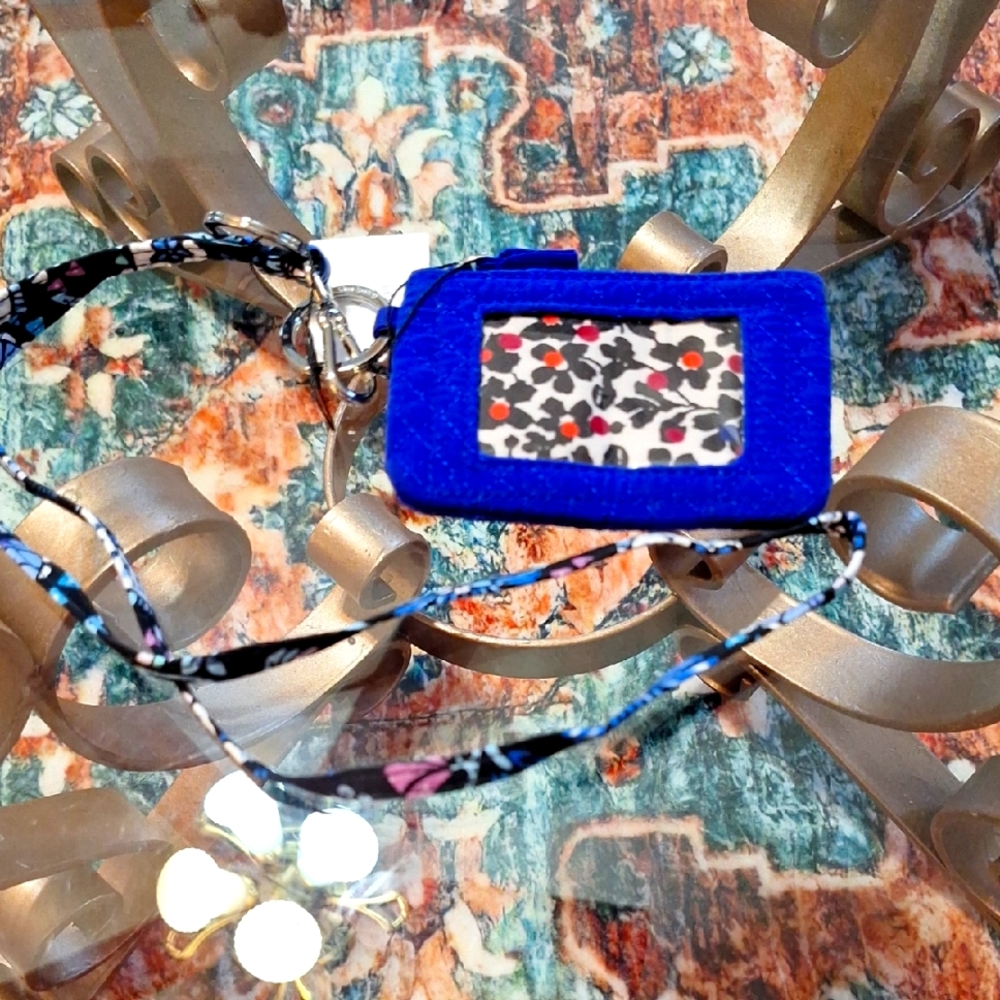 Bright Royal Blue ID Holder with Lanyard Vera Bradley New With Tags